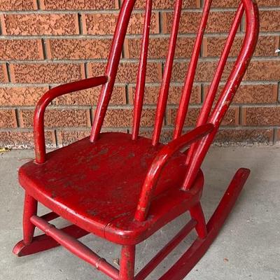 Vintage Miniature Red Rocking Chair