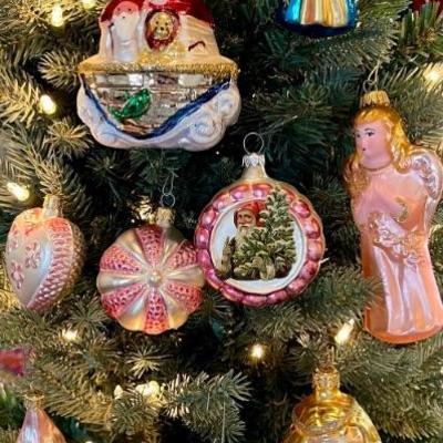 Assorted Blown Glass Ornaments - Noah's Ark, Angels, Hearts, And More