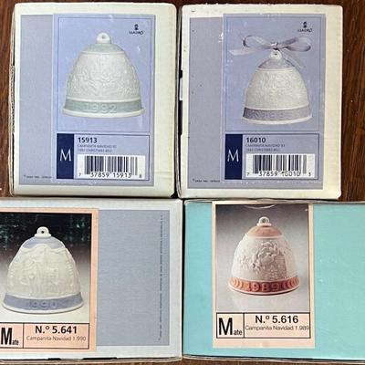 (4) Lladro 1989 - 1993 Campanita Navidad Christmas Bells In Boxes