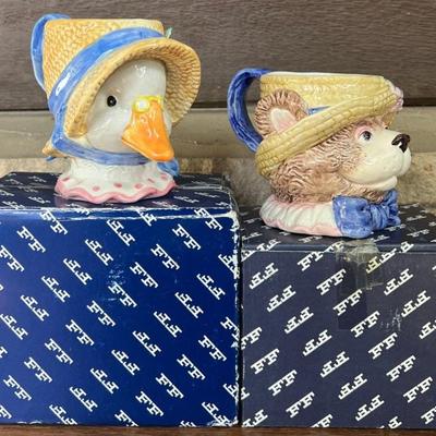 Fitz And Floyd Gooseberry Lane 1994 And Bearware 1991 Mugs With Boxes