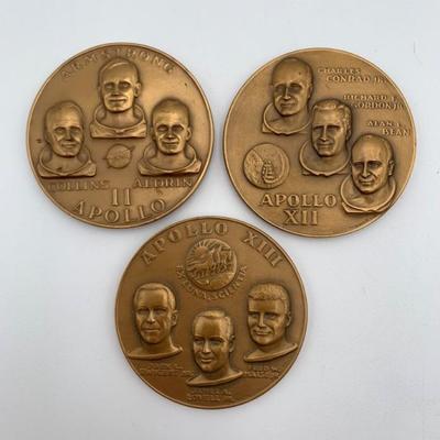 Trio of Vintage Apollo Commemorative Medals