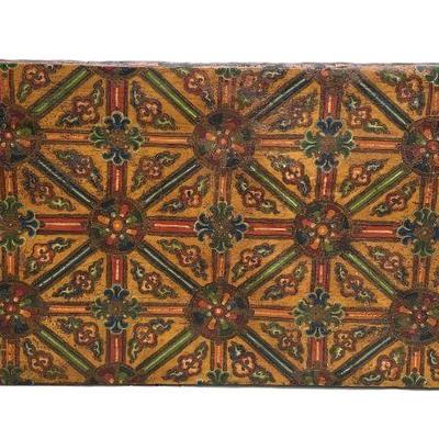 ANTIQUE HAND PAINTED TIBETAN WOOD DOOR PANEL