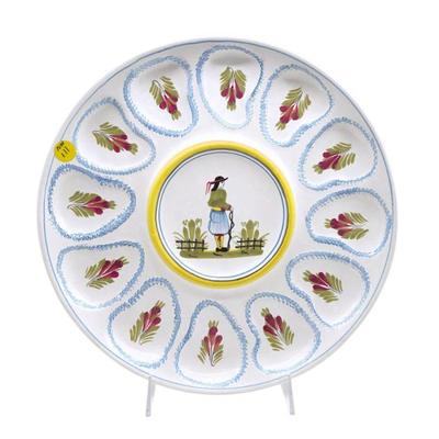HENRIOT QUIMPER FAIENCE LARGE OYSTER PLATTER