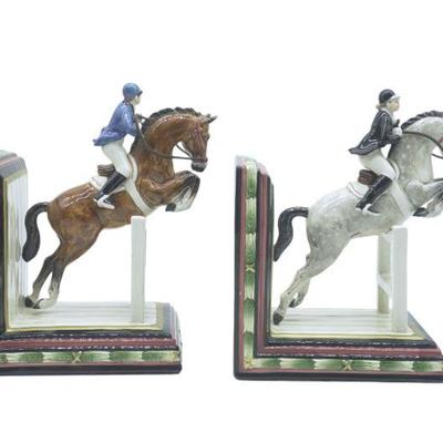 Sale Photo Thumbnail #232: FITZ AND FLOYD EQUESTRIAN MOTIF CERAMIC BOOKENDS