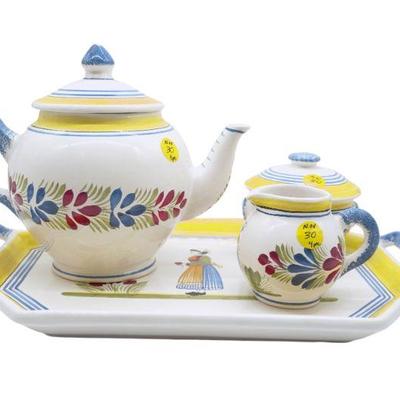 4 PC HENRIOT QUIMPER FAIENCE TEA SET