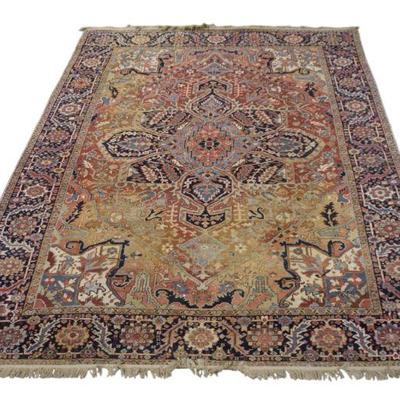 LARGE 12 ft ANTIQUE HAND KNOTTED HERIZ RUG