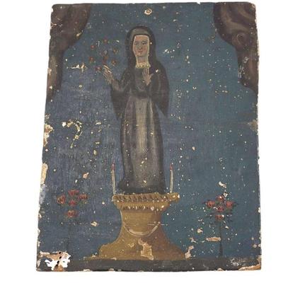 19th c RETABLO NEW MEXICO OF SAINT RITA