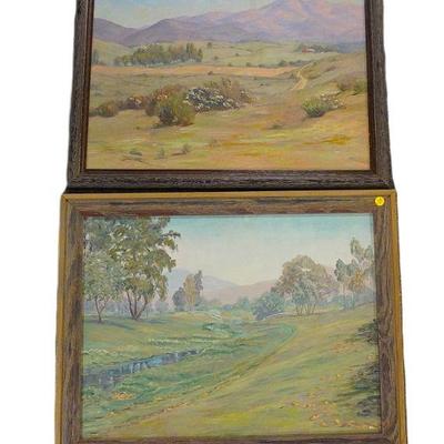 PAIR OIL ON ARTIST BOARD VIRGINIA COUNTRYSIDE