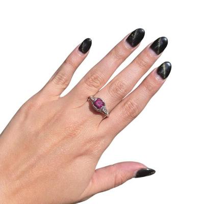 PINK TOURMALINE & DIAMOND PLATINUM RING