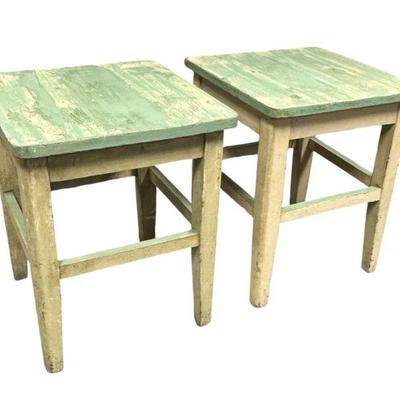 Sale Photo Thumbnail #216: PAIR ANTIQUE PAINTED STOOLS / TABLES