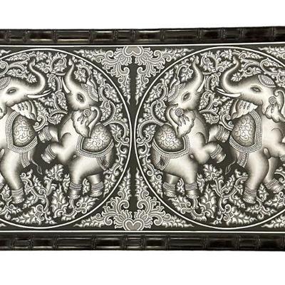 VINTAGE SRI LANKA DOUBLE ELEPHANTS FABRIC FRAMED