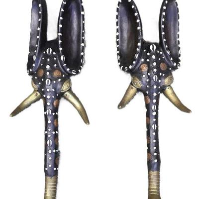 RARE PAIR CAMEROON BAMILEKE ELEPHANT MASKS
