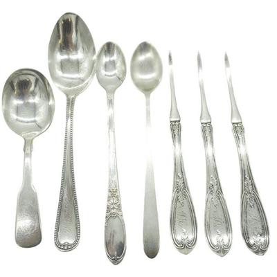 7 PC SILVER STERLING & PLATE J BOWMAN +