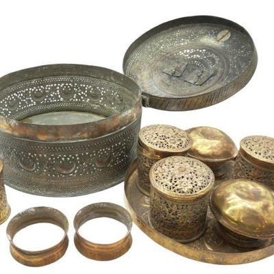 ANTIQUE LARGE COPPER PAAN DAN SET 19TH C