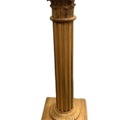 ORNATE CARVED WOOD CORINTHIAN COLUMN PEDESTAL