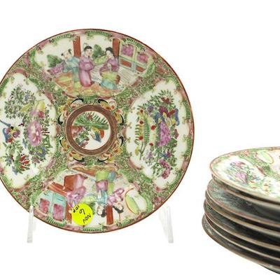 10 PC ANTIQUE CHINESE ROSE MEDALLION
