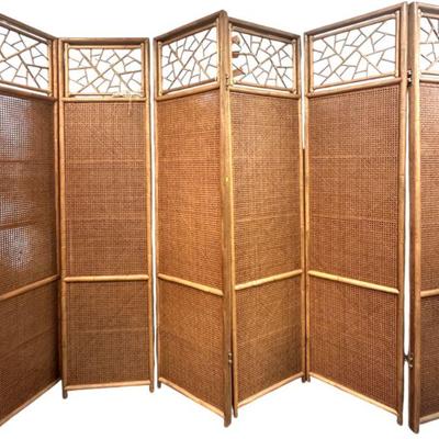 MCM MCGUIRE BAMBOO AND RATTAN 6 PANEL DRESSING SCREEN / DIVIDER