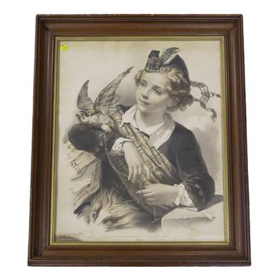 Sale Photo Thumbnail #221: ANTIQUE EMILE LASSALLE FRAMED LITHOGRAPH