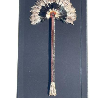 NATIVE AMERICAN FEATHER & WOVEN CEREMONIAL FAN