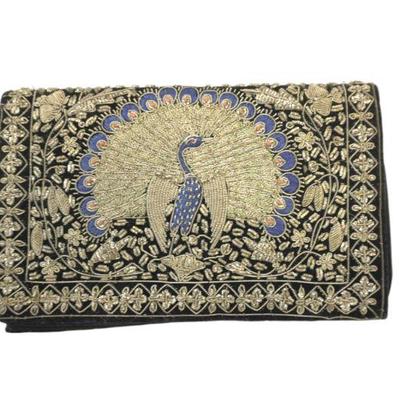 VINTAGE HAND STITCHED PEACOCK EVENING PURSE