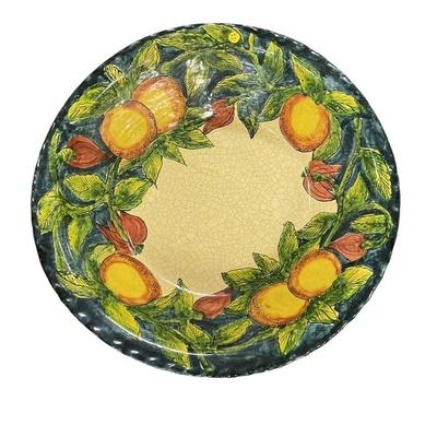 LARGE HAND PAINTED TERRACOTTA POTTERY BOWL
