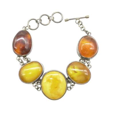 VINTAGE STERLING SILVER AMBER BRACELET