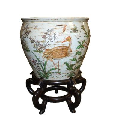 Sale Photo Thumbnail #79: LARGE CHINESE FISH BOWL AND CARVED STAND