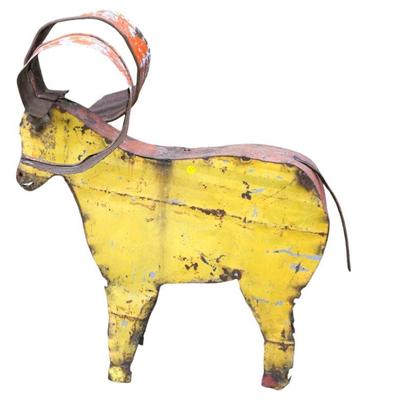 FOLK ART METAL RAM FOR GARDEN