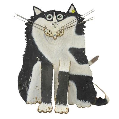 BELLA CASA LARGE METAL CAT YARD ART