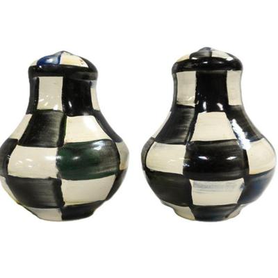 MACKENZIE-CHILDS COURTLY CHECK SALT AND PEPPER SHAKERS