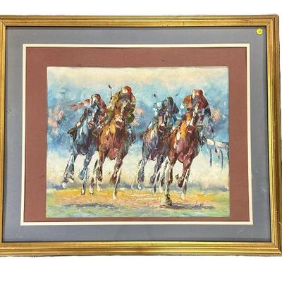 Sale Photo Thumbnail #70: ORIGINAL ANTHONY VECCIO OIL HORSE RACE