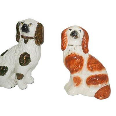 2 ANTIQUE STAFFORDSHIRE SPANIELS