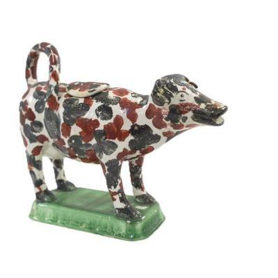 ANTIQUE ENGLISH POTTERY PEARLWARE COW CREAMER