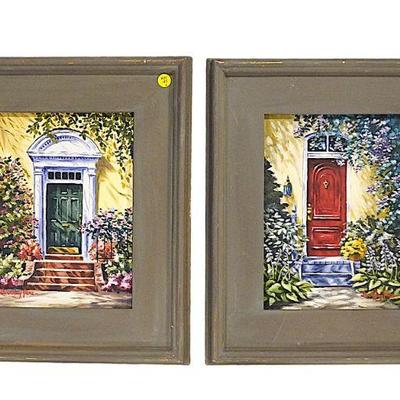 PAIR ORIGINAL OILS "SOUTHERN DOORWAYS" BEVERLY JANE