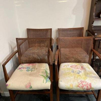 Mid Century Modern Cane Back Dining Chairs