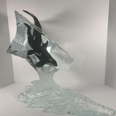  Signed John Cuevas "Calm Waters" Lucite Sculpture