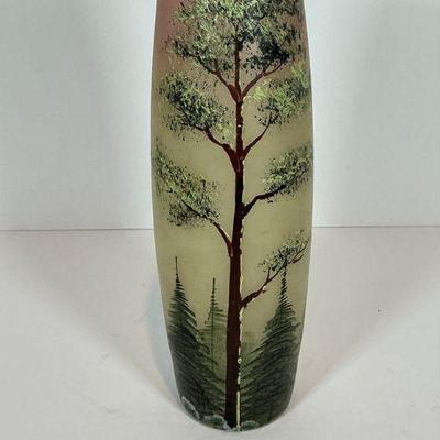 Vintage Art Nouveau Painted Glass Vase