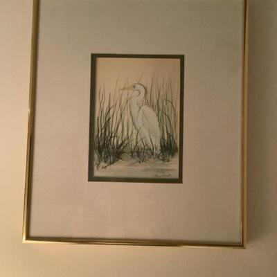 SOLD-$35 Lucy Smith Egret 189/500 14"H 12"W