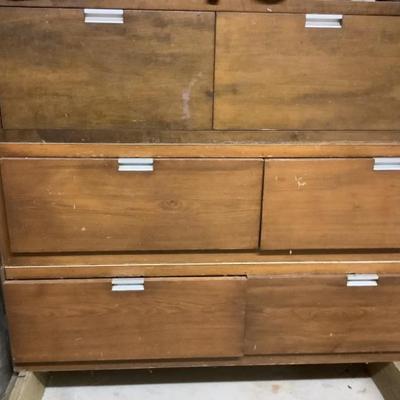 wooden cabinets in sections