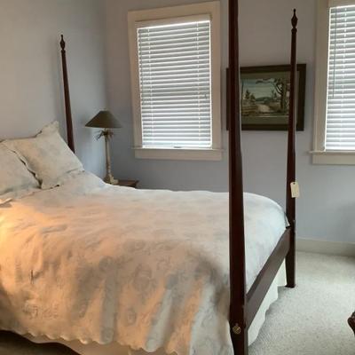 $495 Queen Pencil Post Bed with mattresses 7' posts
