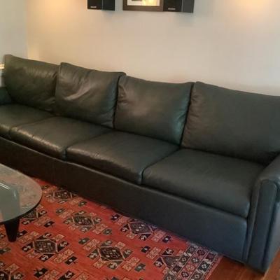 $1095 made for the seller from Highpoint, NC green leather couch 36"H 124"L 35"depth