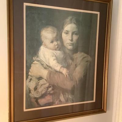 $75 Gari Melchers mother & child, 1906 signed in the plate 26"H 22"W 