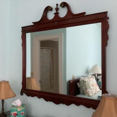 Sale Photo Thumbnail #315: SOLD-$125 wood framed mirror 41”H 43”W 