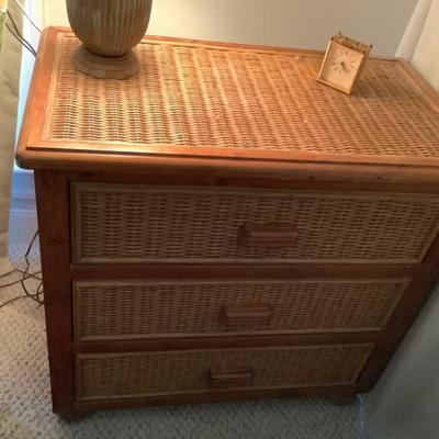 $135 Pier 1 small wicker 3 drawer chest (2 matching pieces too) 29"H 31"L 18" depth 