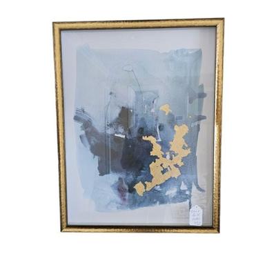 Matching abstract art in master bedroom