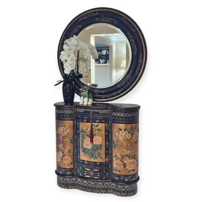 Oriental foyer cabinet and matching