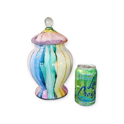 Hand blown candy dish with lid