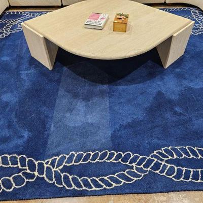 Sale Photo Thumbnail #33: Large all-wool navy blue rug with rope design