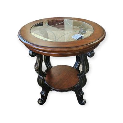 End table with glass insert