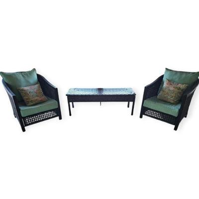 Outdoor patio furniture wicker chairs and cushions